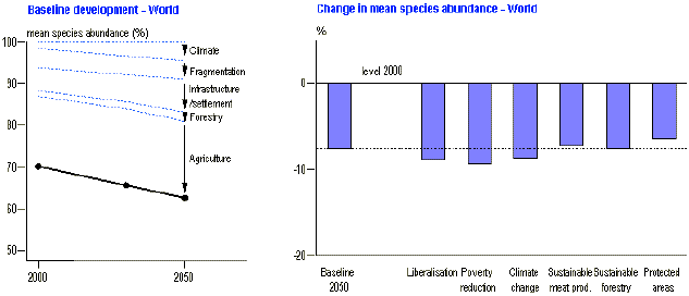 Scenario's en oorzaken afname biodiversiteit wereld.